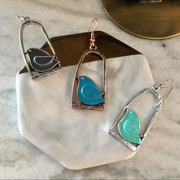 'Bird + Cage' Asymmetrical Birdcage Swing Earrings - Picture 8 of 8